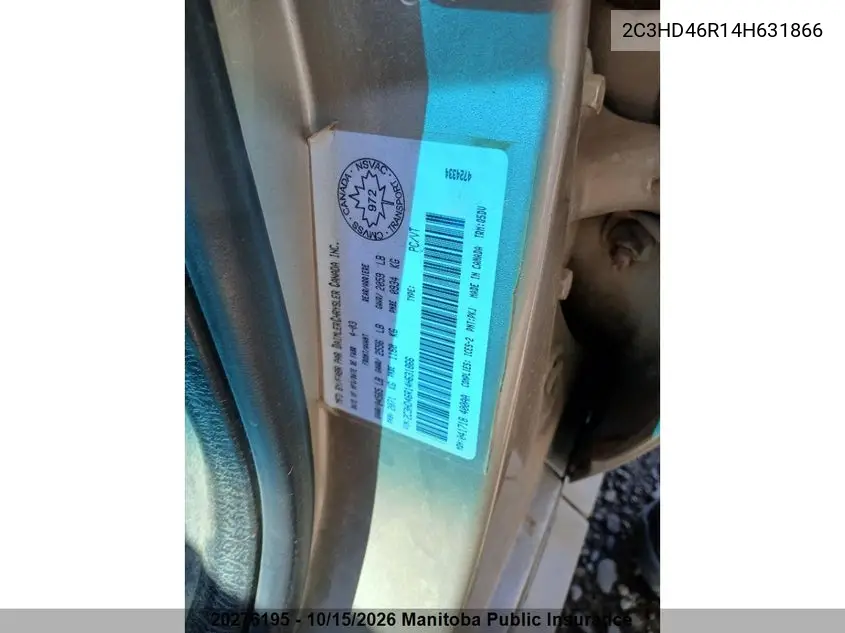 2004 CHRYSLER CONCORDE VIN 2C3HD46R14H631866 — фото 10