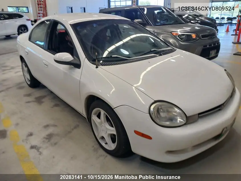 CHRYSLER NEON 2000, VIN 1C3ES46CXYD809524