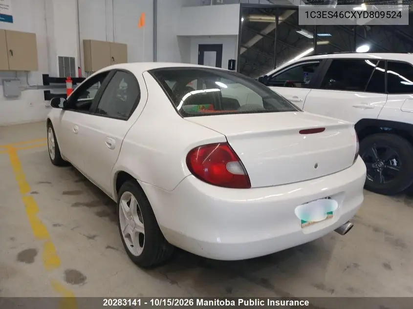 2000 CHRYSLER NEON VIN 1C3ES46CXYD809524 — фото 3
