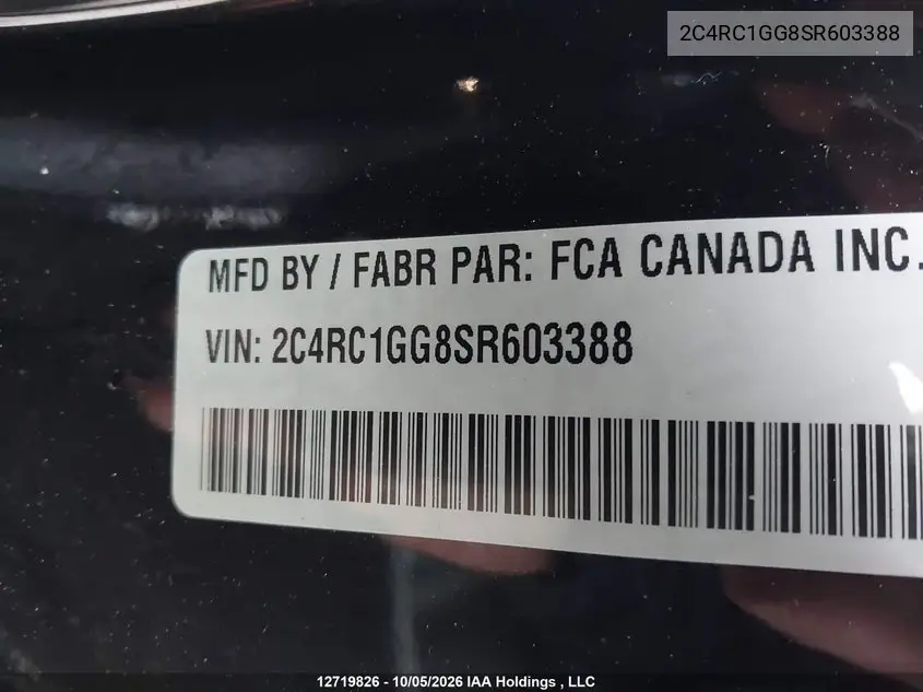 2025 CHRYSLER PACIFICA VIN 2C4RC1GG8SR603388 — фото 9