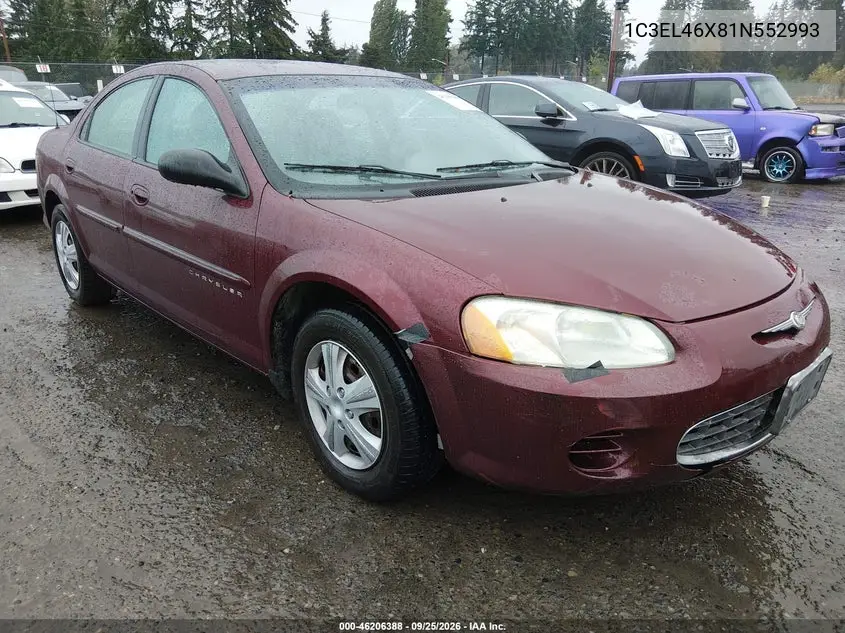 CHRYSLER SEBRING 2001, VIN 1C3EL46X81N552993
