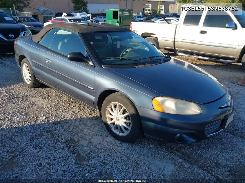 CHRYSLER SEBRING 2003, VIN 1C3EL55T53N538752