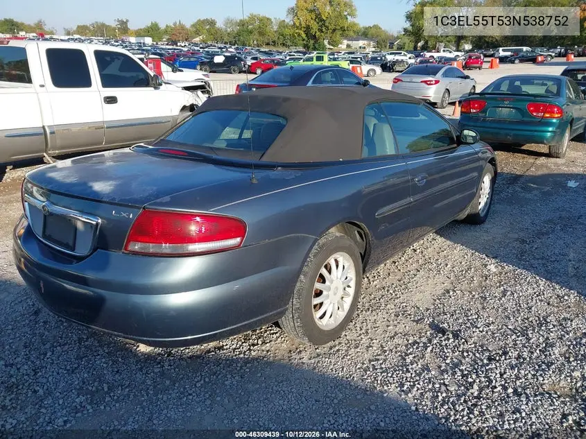 2003 CHRYSLER SEBRING VIN 1C3EL55T53N538752 — фото 4