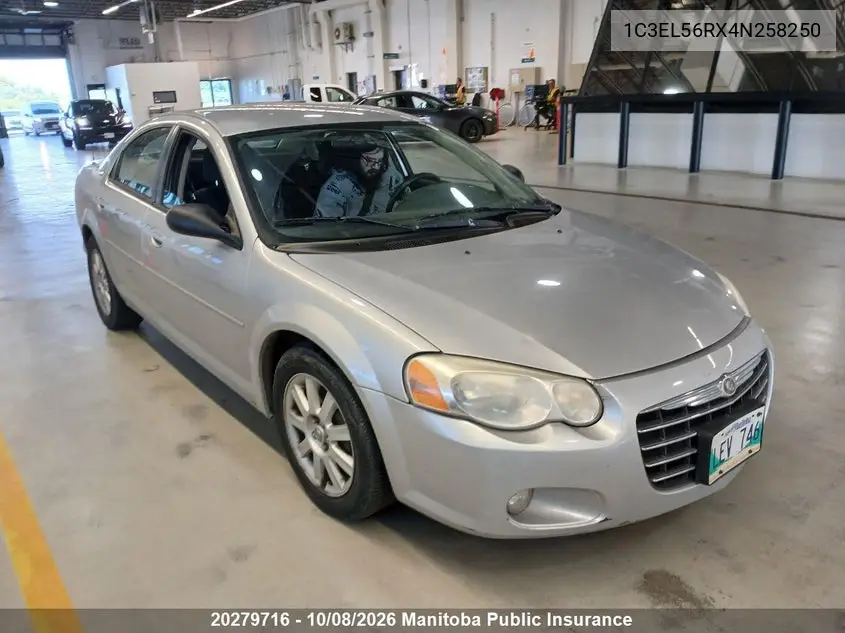 CHRYSLER SEBRING 2004, VIN 1C3EL56RX4N258250