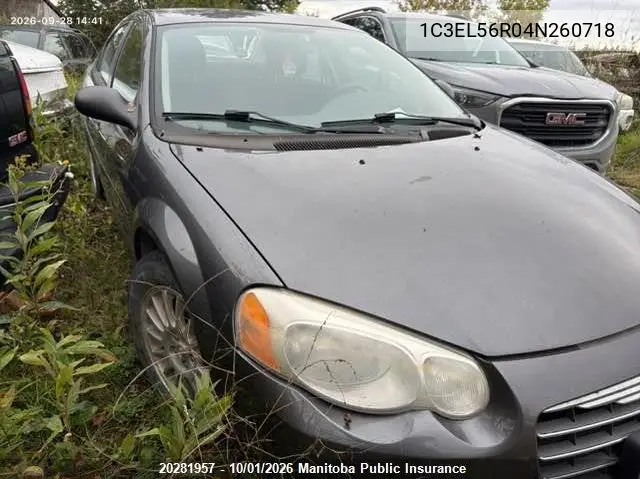 CHRYSLER SEBRING 2004, VIN 1C3EL56R04N260718