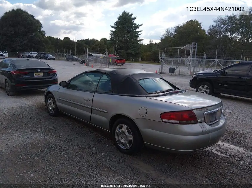 2004 CHRYSLER SEBRING VIN 1C3EL45X44N421002 — фото 3