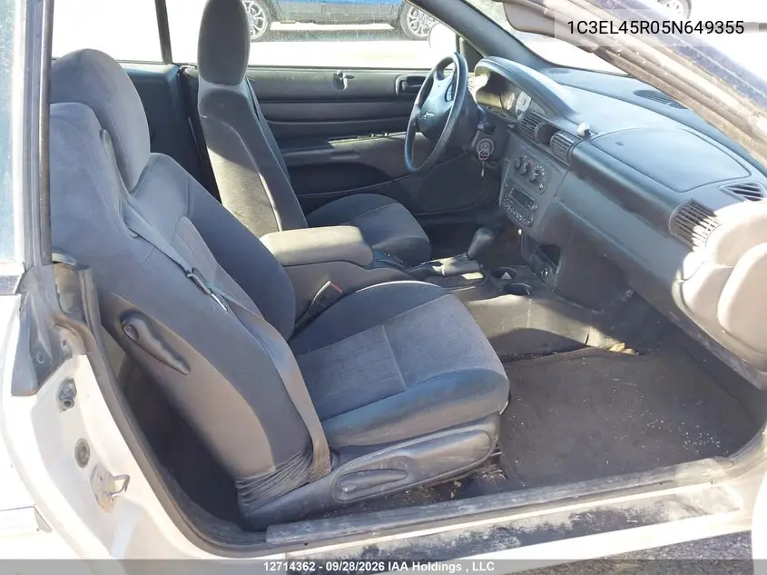 2005 CHRYSLER SEBRING VIN 1C3EL45R05N649355 — фото 5