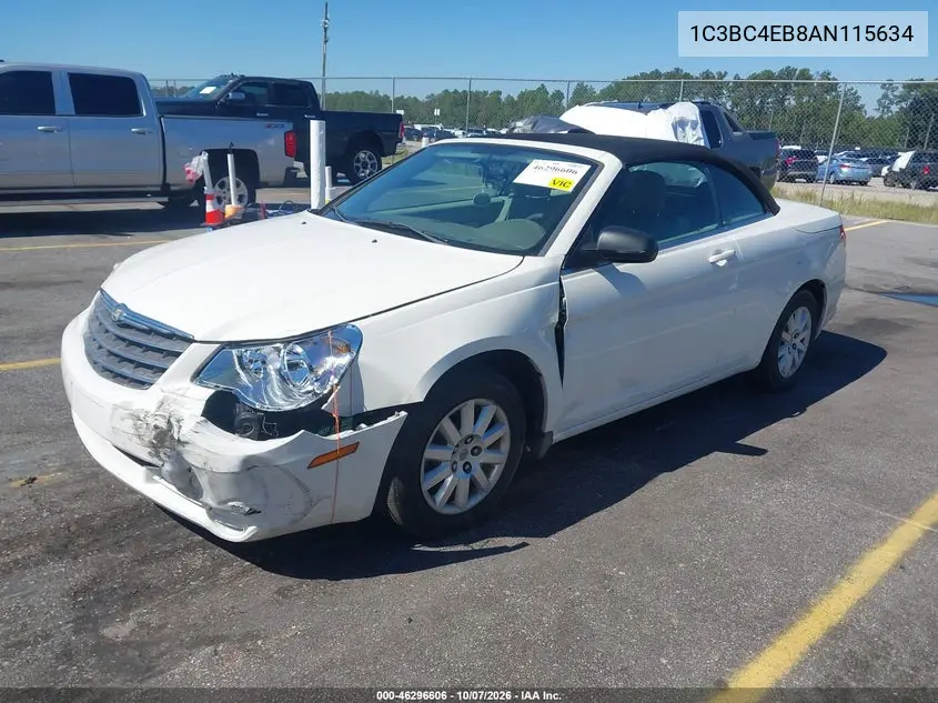 2010 CHRYSLER SEBRING VIN 1C3BC4EB8AN115634 — фото 2