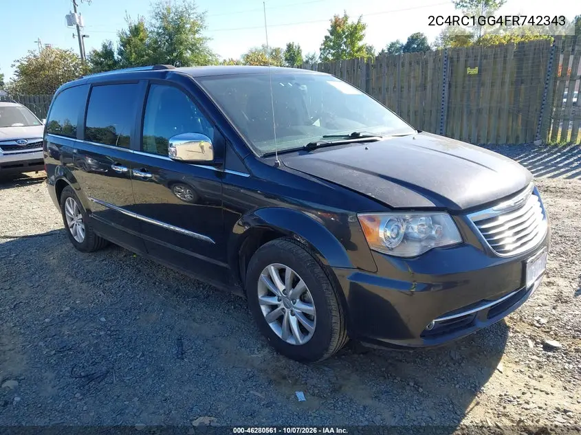 CHRYSLER TOWN & COUNTRY 2015, VIN 2C4RC1GG4FR742343