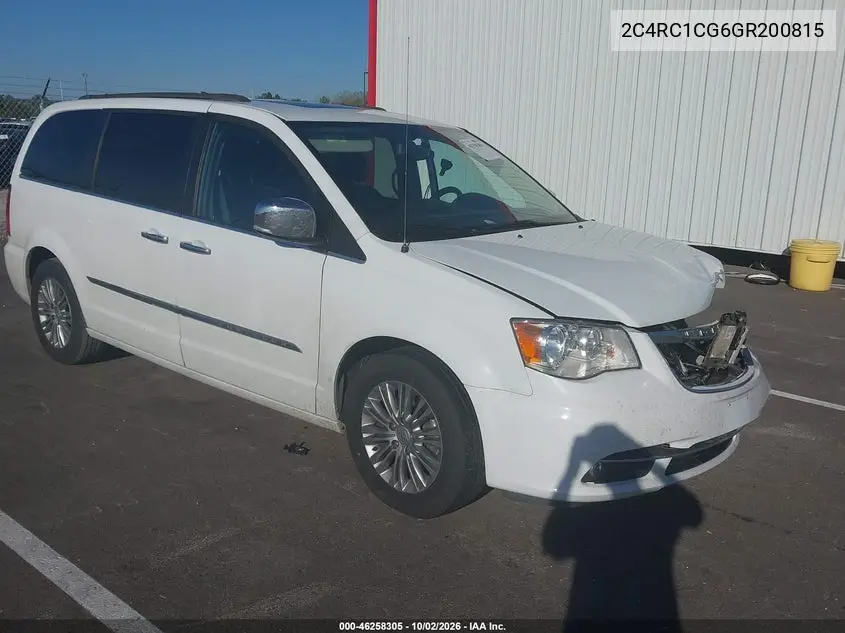 CHRYSLER TOWN & COUNTRY 2016, VIN 2C4RC1CG6GR200815