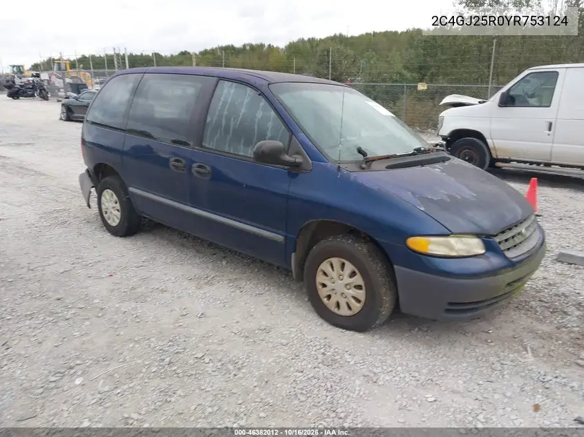 CHRYSLER VOYAGER 2000, VIN 2C4GJ25R0YR753124