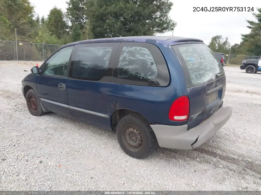 2000 CHRYSLER VOYAGER VIN 2C4GJ25R0YR753124 — фото 3