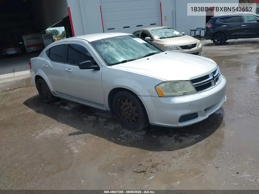 DODGE AVENGER 2011, VIN 1B3BD4FBXBN543652