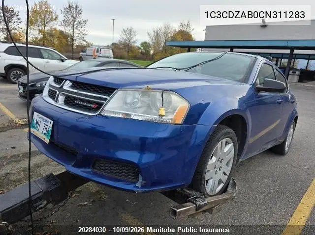 DODGE AVENGER 2012, VIN 1C3CDZAB0CN311283