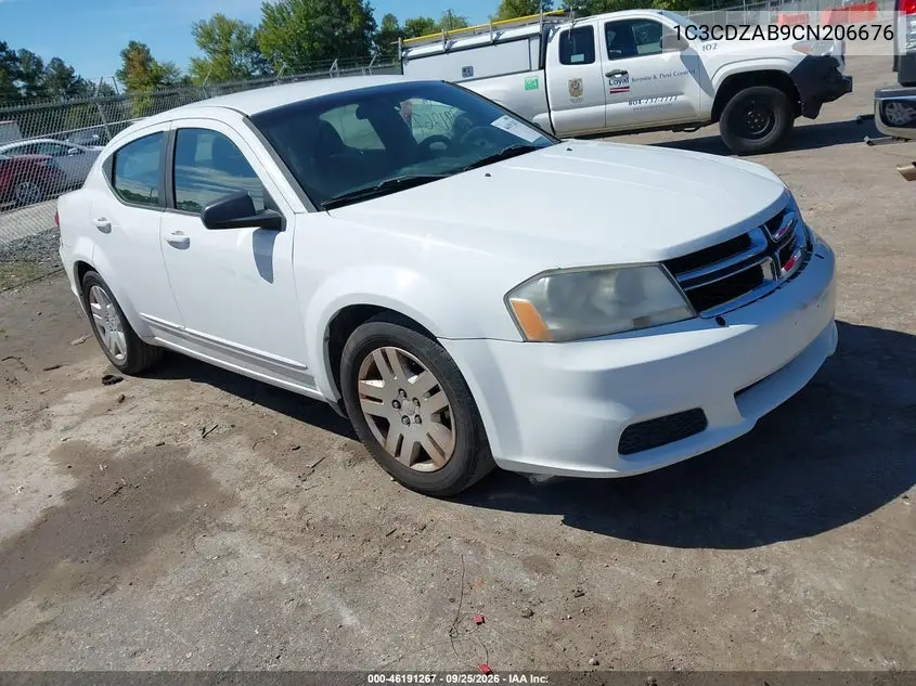 DODGE AVENGER 2012, VIN 1C3CDZAB9CN206676