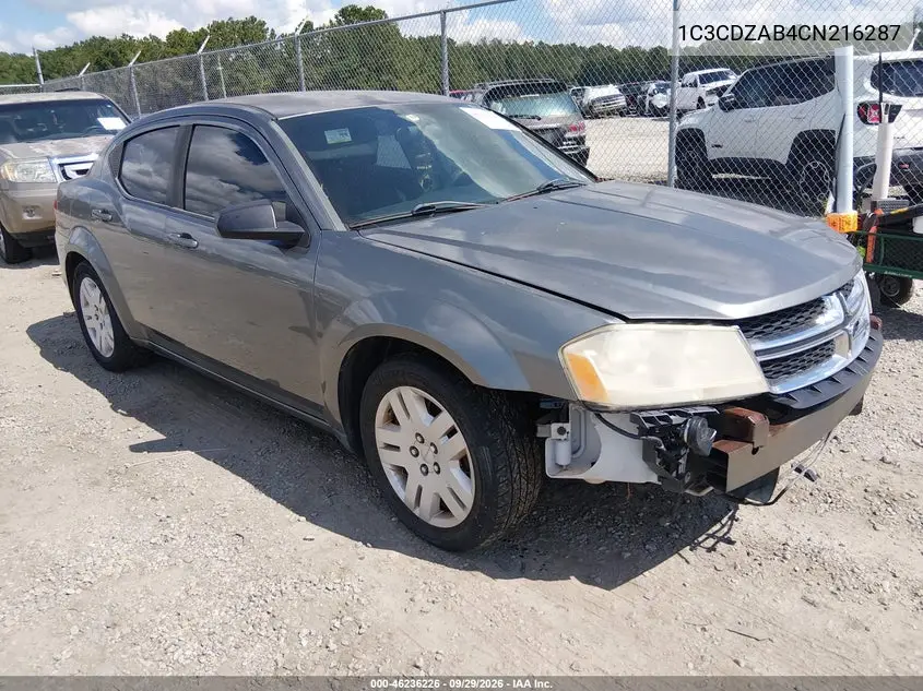 DODGE AVENGER 2012, VIN 1C3CDZAB4CN216287