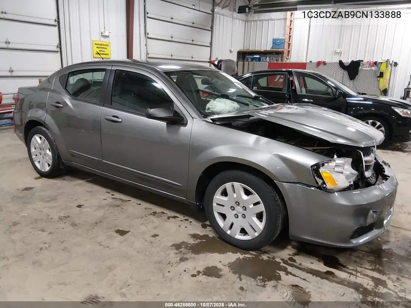 DODGE AVENGER 2012, VIN 1C3CDZAB9CN133888