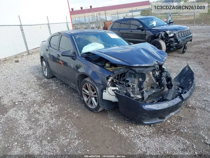 DODGE AVENGER 2012, VIN 1C3CDZAG8CN261003