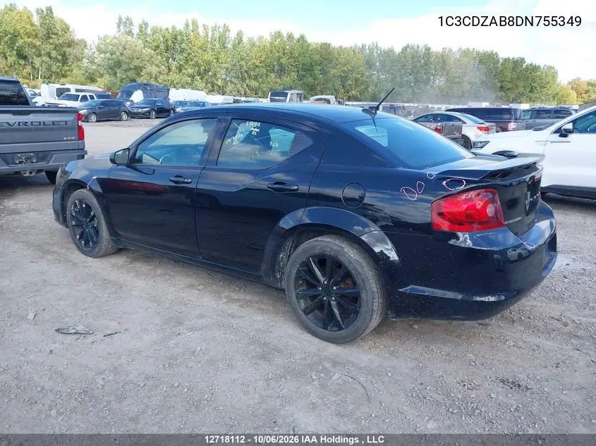 2013 DODGE AVENGER VIN 1C3CDZAB8DN755349 — фото 3