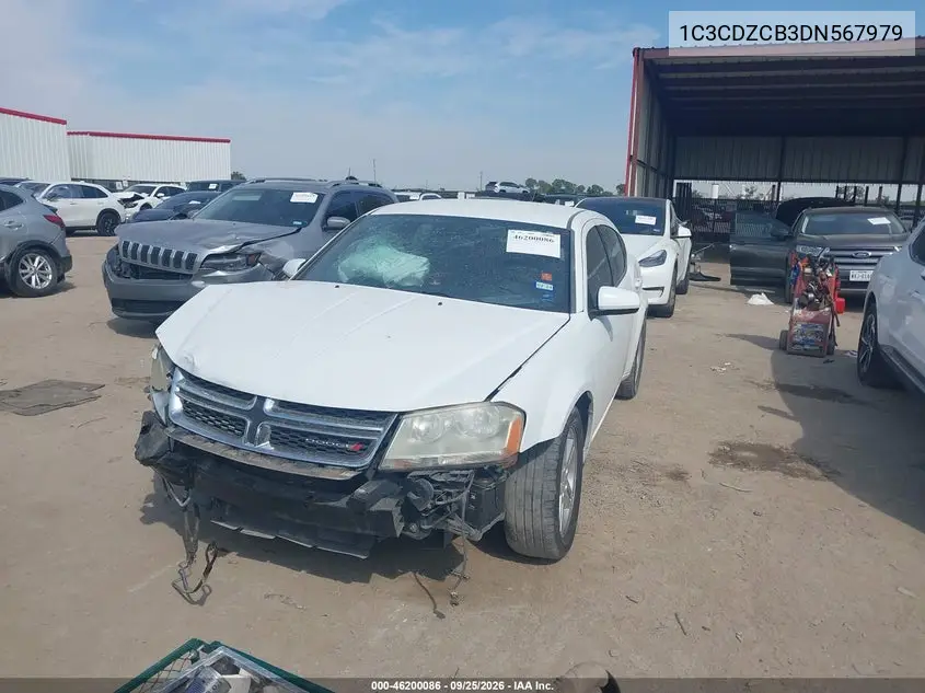 2013 DODGE AVENGER VIN 1C3CDZCB3DN567979 — фото 2