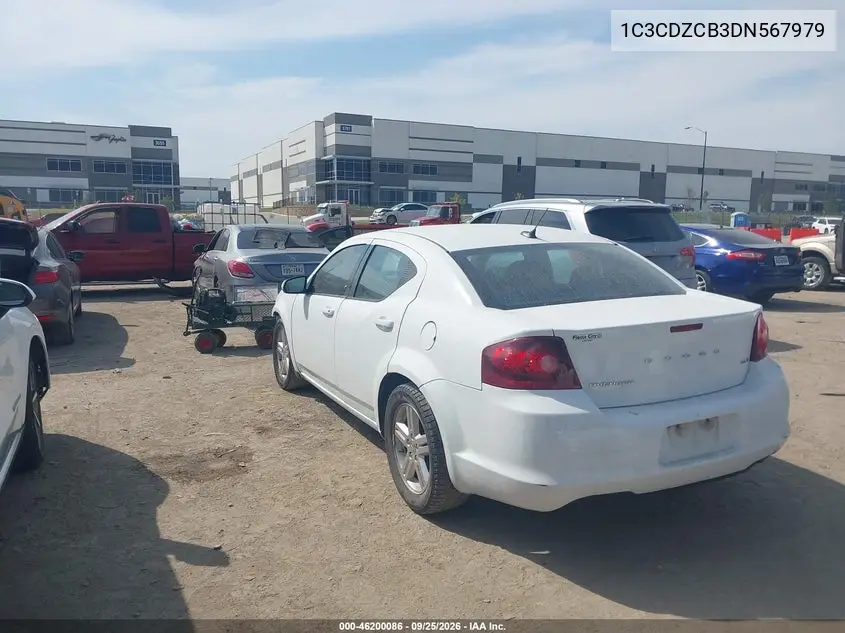 2013 DODGE AVENGER VIN 1C3CDZCB3DN567979 — фото 3
