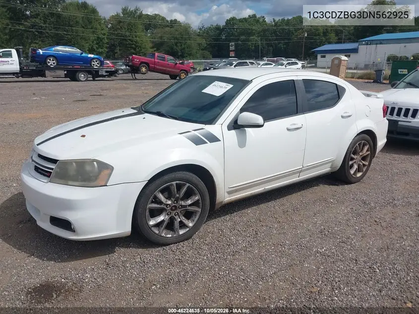 2013 DODGE AVENGER VIN 1C3CDZBG3DN562925 — фото 2