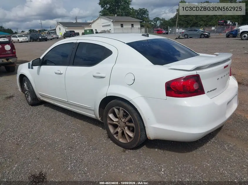 2013 DODGE AVENGER VIN 1C3CDZBG3DN562925 — фото 3