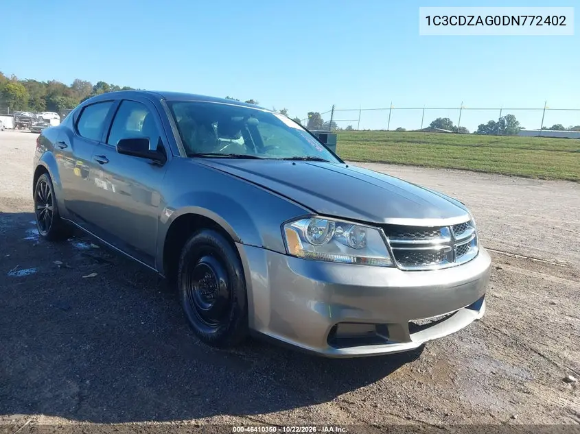 DODGE AVENGER 2013, VIN 1C3CDZAG0DN772402
