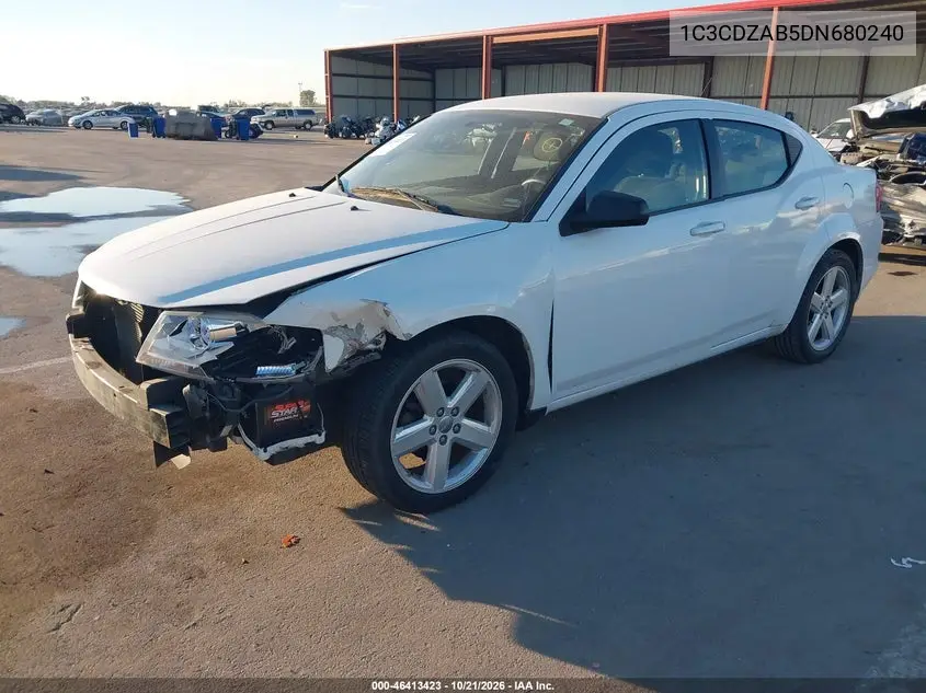 2013 DODGE AVENGER VIN 1C3CDZAB5DN680240 — фото 2