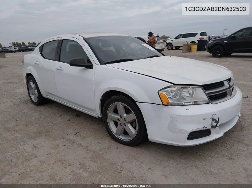 DODGE AVENGER 2013, VIN 1C3CDZAB2DN632503