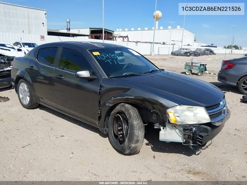DODGE AVENGER 2014, VIN 1C3CDZAB6EN221526