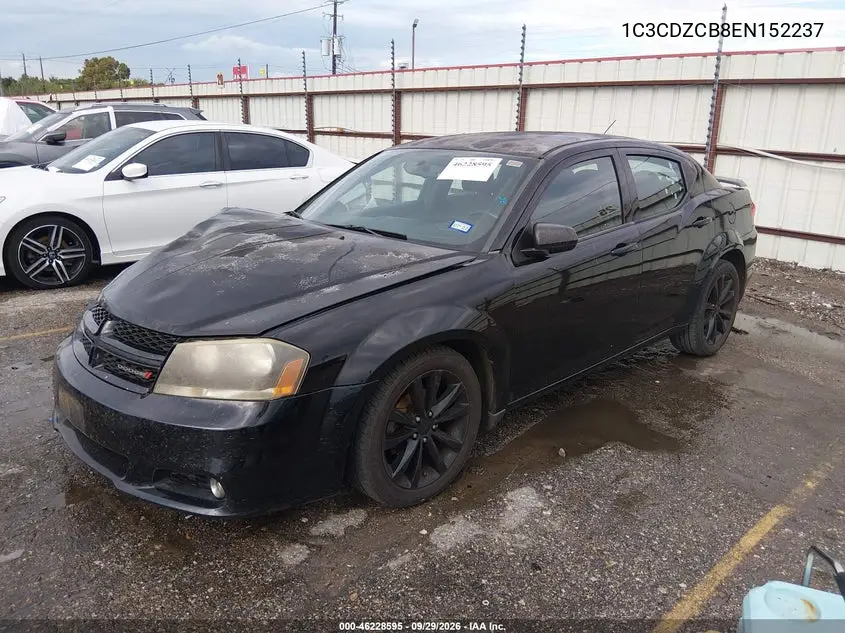 2014 DODGE AVENGER VIN 1C3CDZCB8EN152237 — фото 2