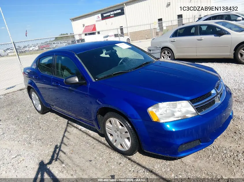 DODGE AVENGER 2014, VIN 1C3CDZAB9EN138432