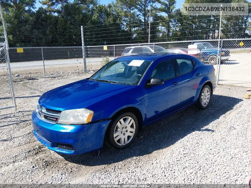 2014 DODGE AVENGER VIN 1C3CDZAB9EN138432 — фото 2