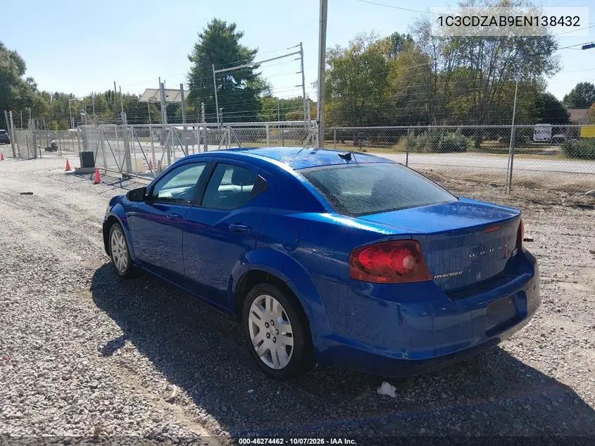 2014 DODGE AVENGER VIN 1C3CDZAB9EN138432 — фото 3