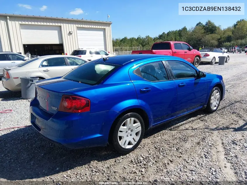 2014 DODGE AVENGER VIN 1C3CDZAB9EN138432 — фото 4
