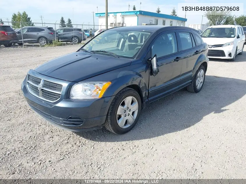 2007 DODGE CALIBER VIN 1B3HB48B87D579608 — фото 2