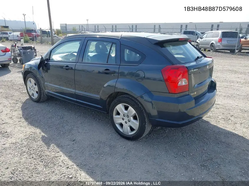 2007 DODGE CALIBER VIN 1B3HB48B87D579608 — фото 3