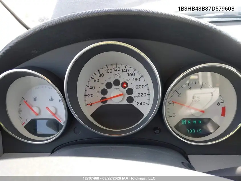 2007 DODGE CALIBER VIN 1B3HB48B87D579608 — фото 7