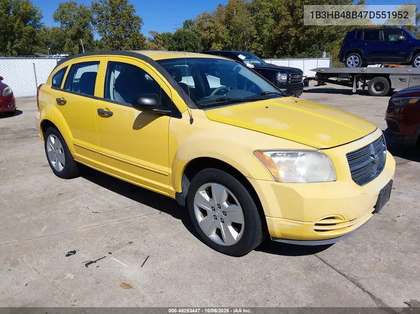 DODGE CALIBER 2007, VIN 1B3HB48B47D551952