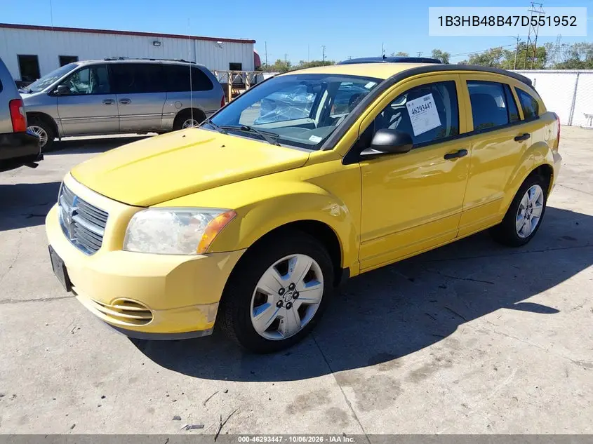 2007 DODGE CALIBER VIN 1B3HB48B47D551952 — фото 2