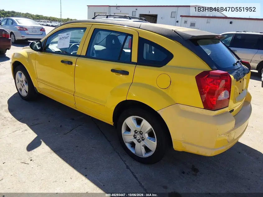 2007 DODGE CALIBER VIN 1B3HB48B47D551952 — фото 3