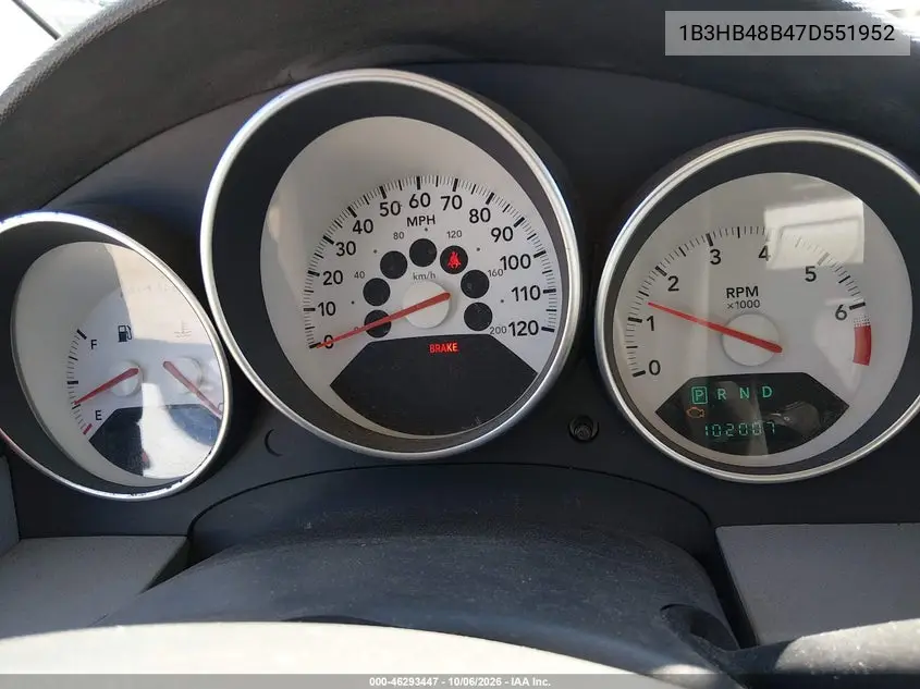 2007 DODGE CALIBER VIN 1B3HB48B47D551952 — фото 7