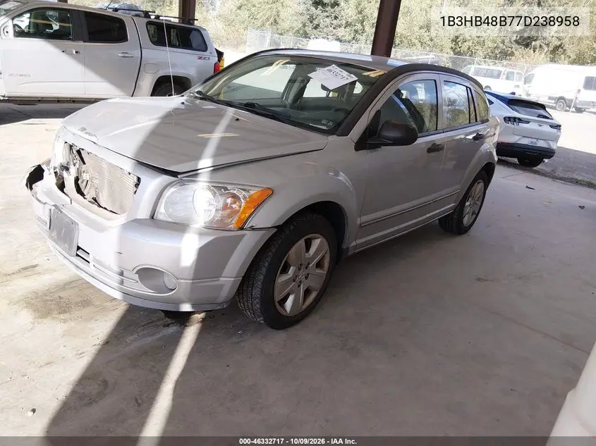 2007 DODGE CALIBER VIN 1B3HB48B77D238958 — фото 2