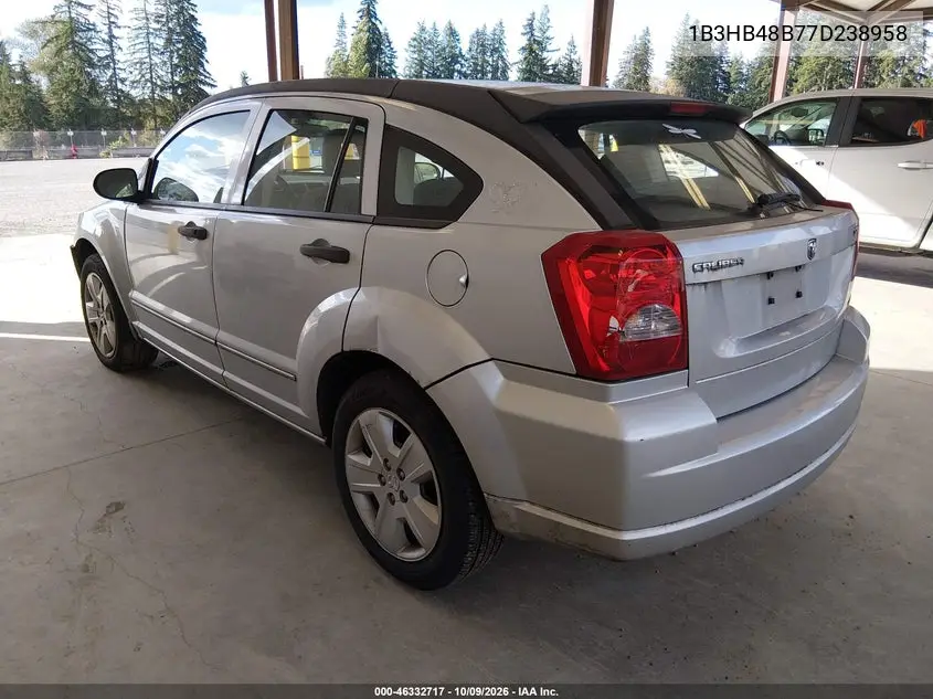 2007 DODGE CALIBER VIN 1B3HB48B77D238958 — фото 3