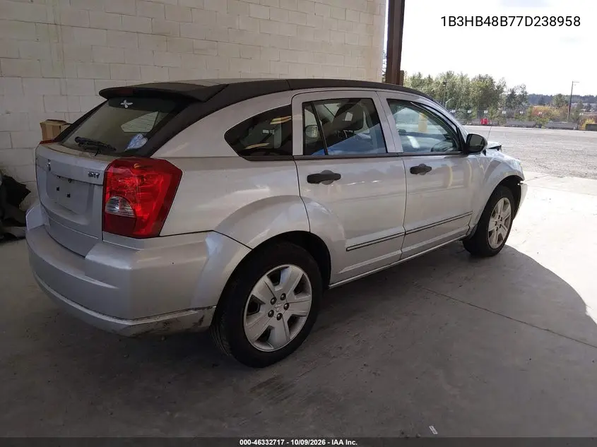 2007 DODGE CALIBER VIN 1B3HB48B77D238958 — фото 4