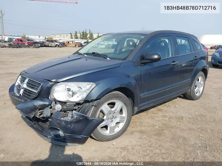 2008 DODGE CALIBER VIN 1B3HB48B78D712716 — фото 2