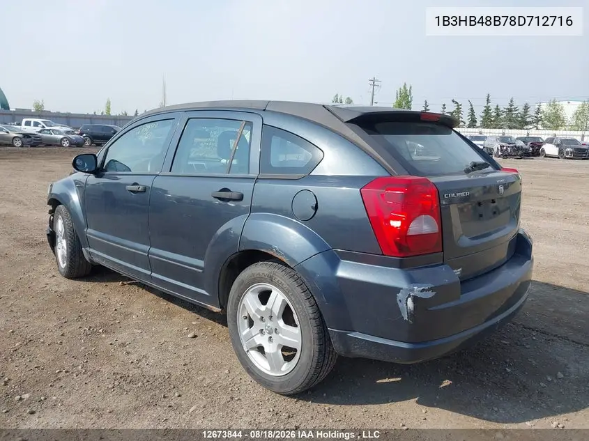 2008 DODGE CALIBER VIN 1B3HB48B78D712716 — фото 3