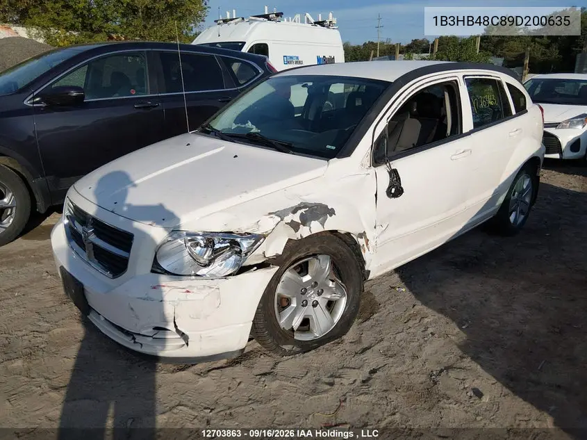 2009 DODGE CALIBER VIN 1B3HB48C89D200635 — фото 2