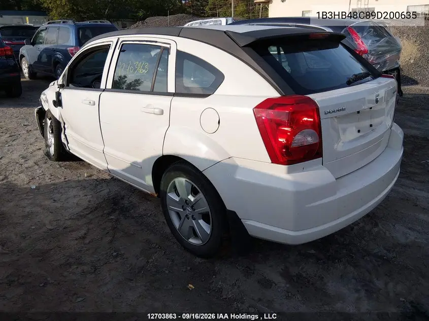 2009 DODGE CALIBER VIN 1B3HB48C89D200635 — фото 3